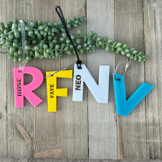 Personalized Alphabet Keychain, Backpack Name Tag, Personalized Backpack Keychain, Custom Alphabet Name Tag, Alphabet Keychain, Alphabet Tag