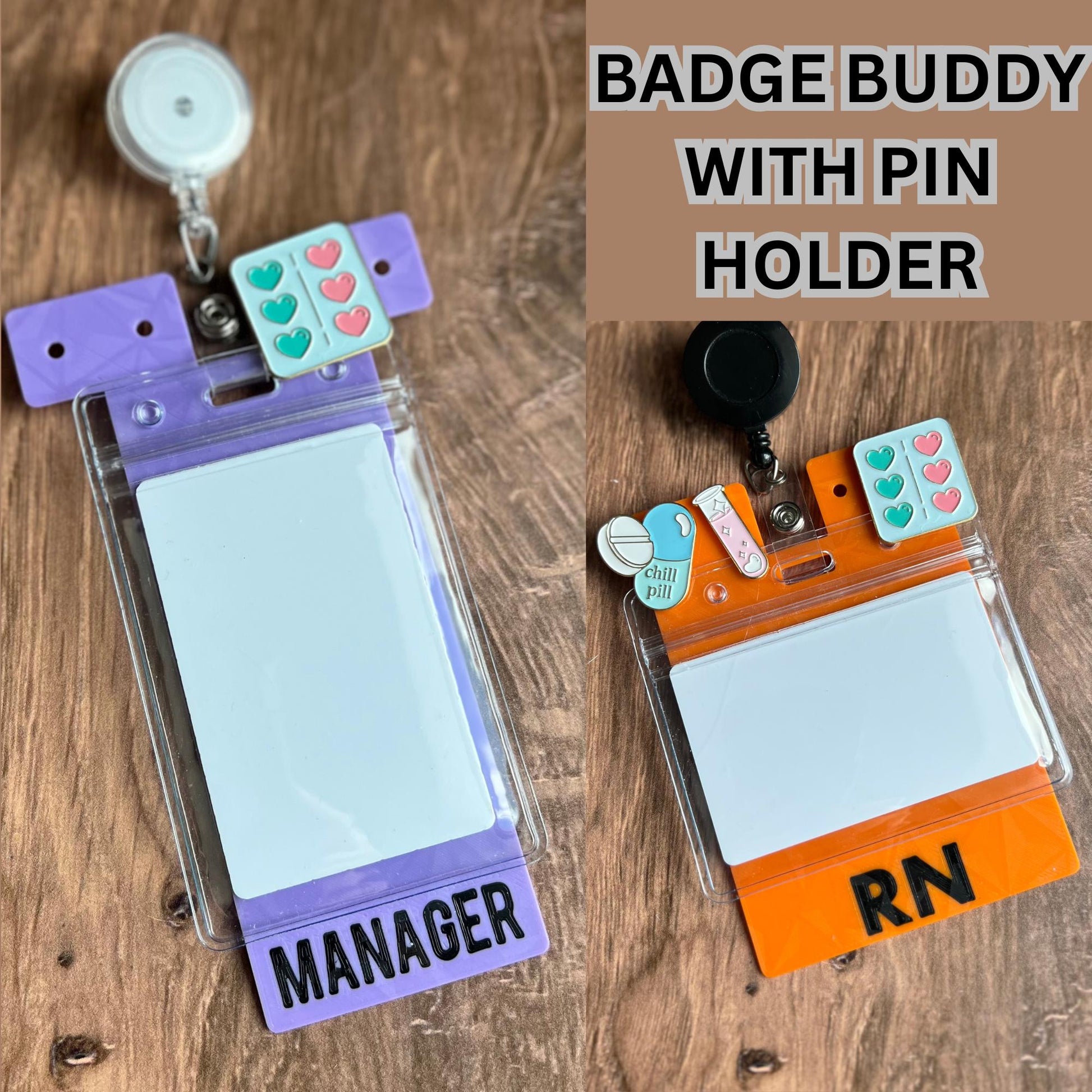 Custom Badge Buddy, RN Badge Buddy, Nursing Pin Holder, Nurse Badge Tag, X-ray Marker Parker, Pin Holder, Badge Backer, Badge Buddy Pin Hole