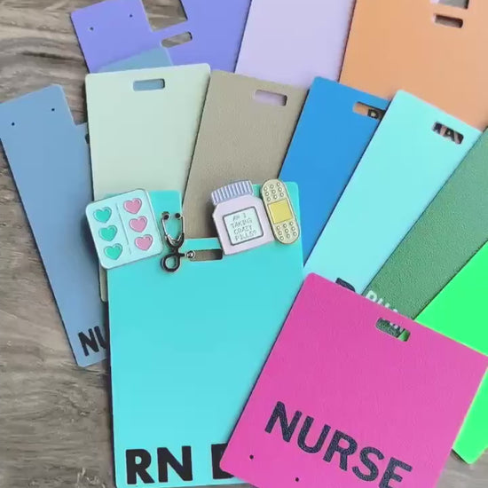 Custom Badge Buddy, RN Badge Buddy, Nursing Pin Holder, Nurse Badge Tag, X-ray Marker Parker, Pin Holder, Badge Backer, Badge Buddy Pin Hole